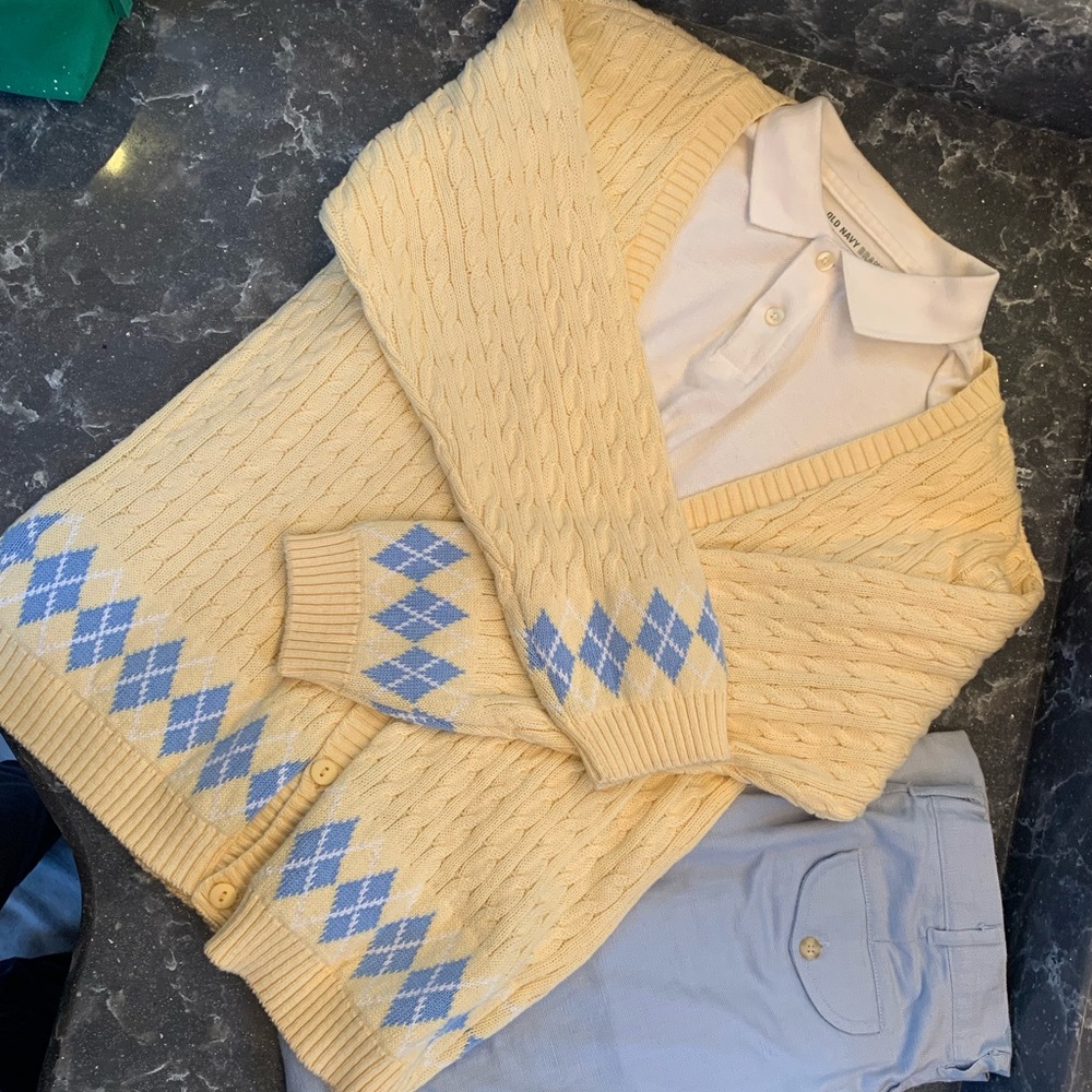 Jason Scott Yellow Sweater Boys Size L (14) and Hartstrings Blue Slacks Size 12